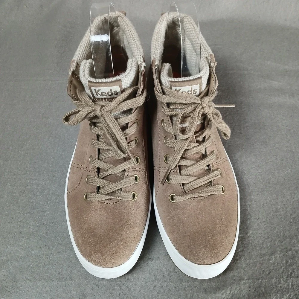 Keds Suede Lace‎ Up Ankle Booties Fall Sweater Top Taupe Women's 6.5 #WH65607